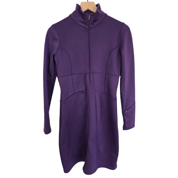 Athleta Dresses & Skirts - Athleta Cassidy Ponte Knit Half Zip Dress Purple Long Sleeve Size S